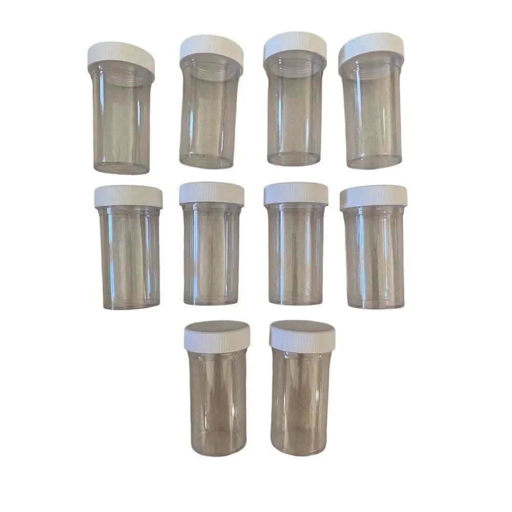 Lot Of 10 Plastic Vials Bottles Jars Containers Home Decor Art Crafts